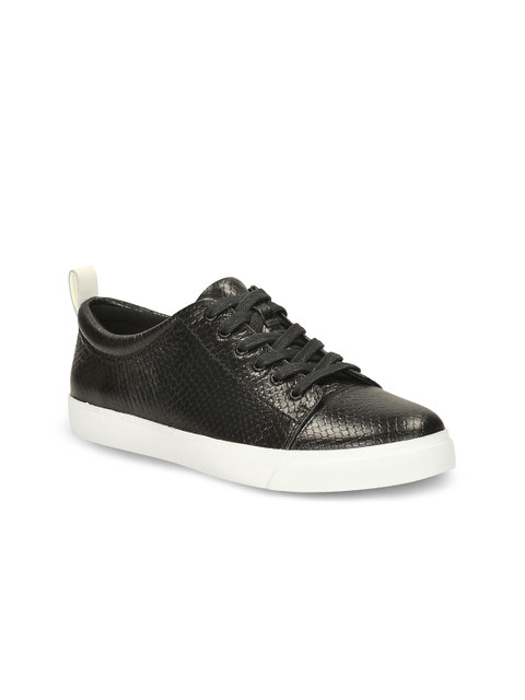 

Clarks Women Black Solid Leather Sneakers