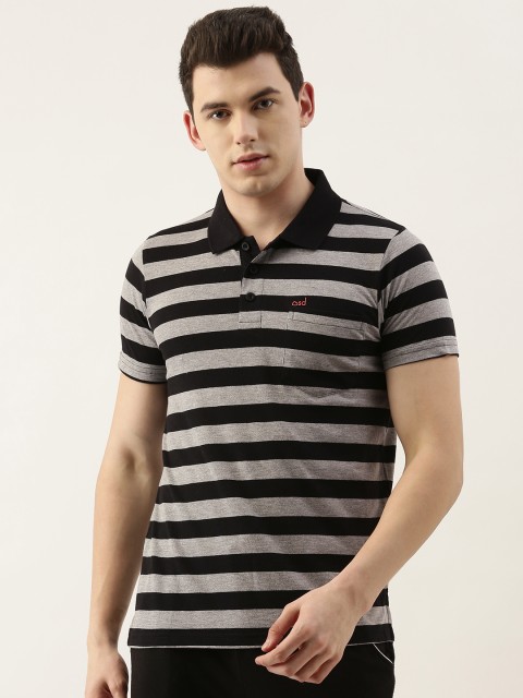 

Sweet Dreams Men Grey & Black Striped Lounge Tshirt