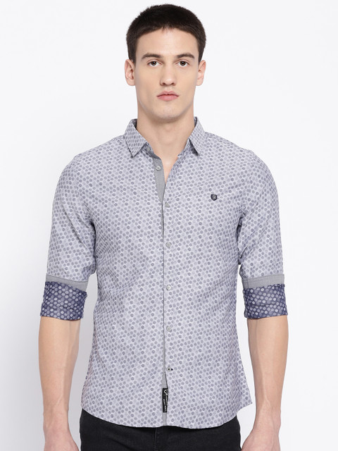 

Being Human Clothing Men Grey Slim Fit Self-design Casual Shirt