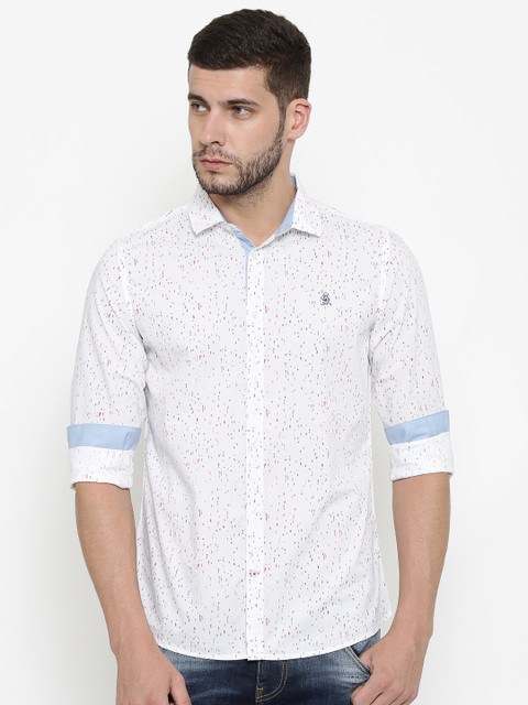 

Being Human Clothing Men White Slim Fit Printed Casual Shirt
