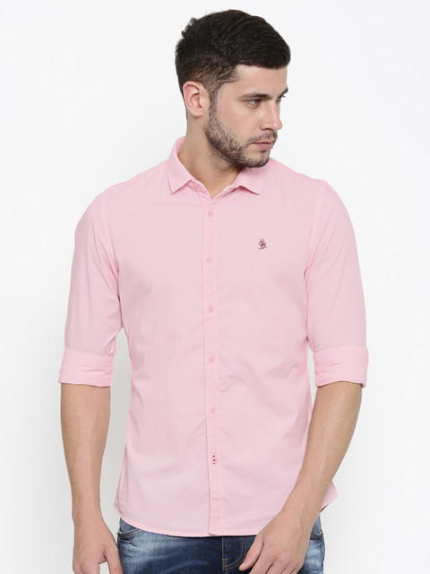 

Being Human Clothing Men Pink Slim Fit Solid Casual Shirt