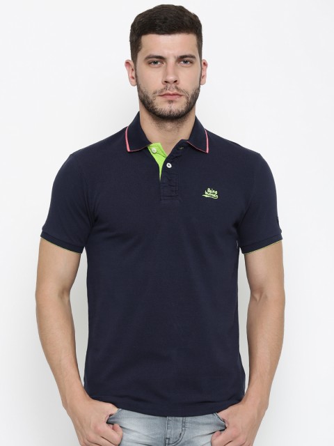 

Being Human Clothing Men Navy Solid Polo Collar T-Shirt, Navy blue