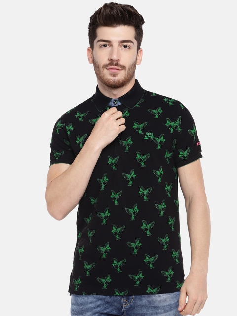 

Being Human Clothing Men Black Printed Polo Collar T-Shirt