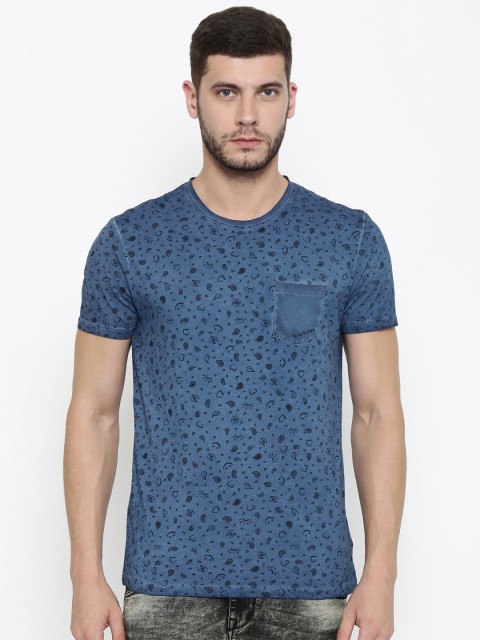 

Being Human Men Blue Printed Round Neck T-shirt