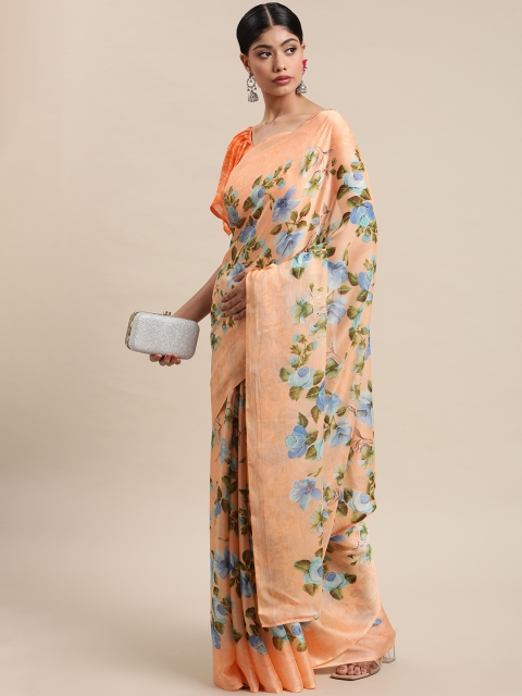

Mitera Orange & Multicoloured Floral Saree