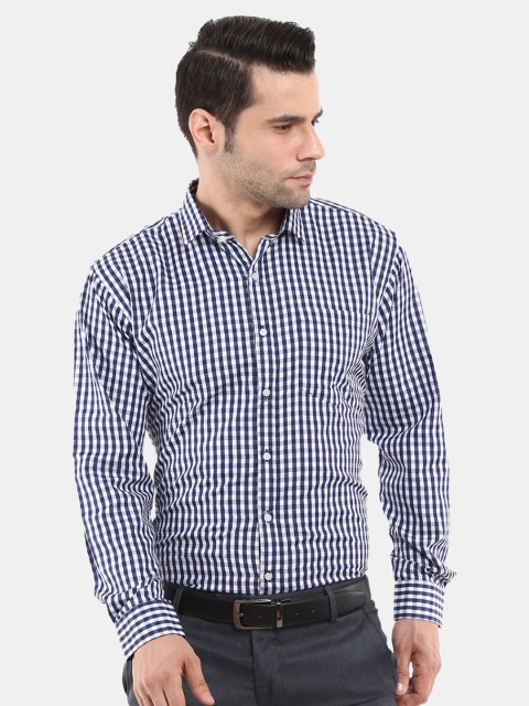 

V-Mart Men Blue Gingham Checks Checked Formal Shirt