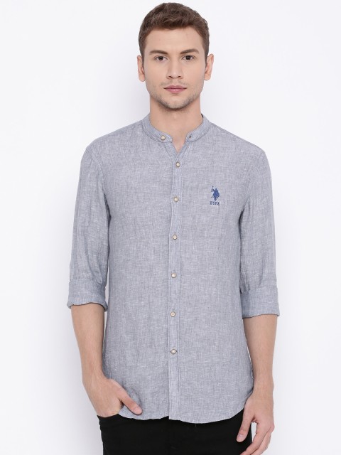 

U.S. Polo Assn. Men Grey Linen Casual Shirt