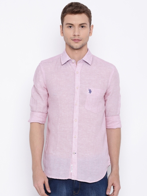 

U.S. Polo Assn. Men Pink Tailored Fit Solid Casual Shirt