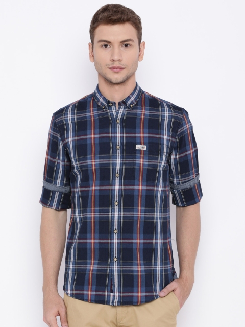 

U.S. Polo Assn. Denim Co. Men Blue Regular Fit Checked Casual Shirt