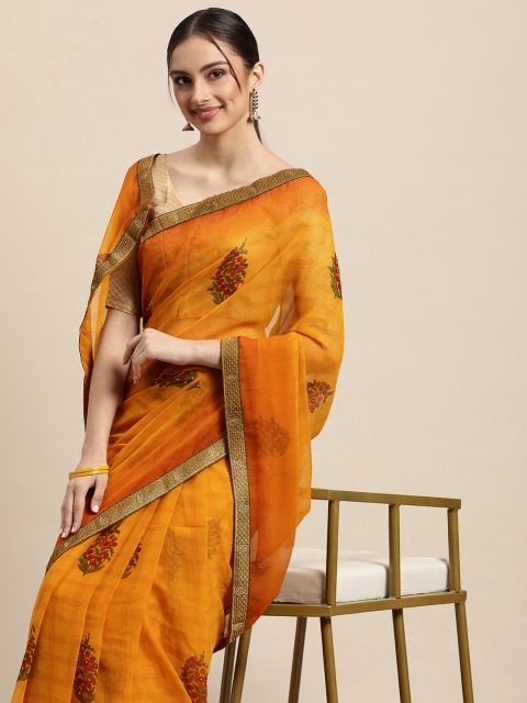 

Triveni Mustard Ethnic Motifs Pure Georgette Saree