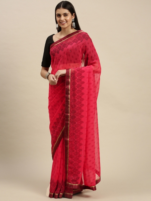 

Triveni Magenta Ethnic Motifs Pure Chiffon Saree