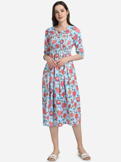 

Anaita Blue Floral Crepe Midi Dress