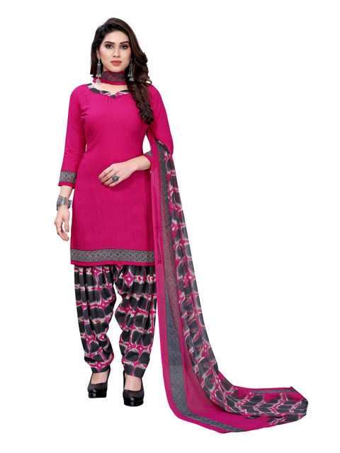 

Iris Pink & Black Printed Unstitched Dress Material