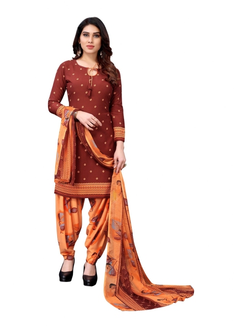 

Iris Brown Printed Unstitched Dress Material