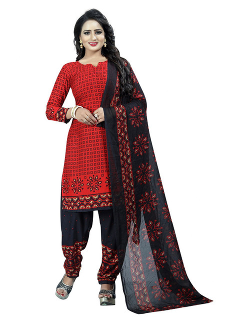 

Iris Red & Navy Blue Printed Unstitched Dress Material