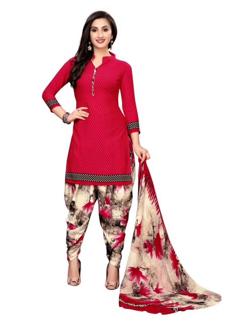 

Iris Red & Cream-Coloured Printed Unstitched Dress Material