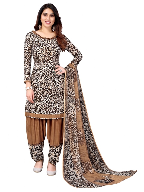

Iris Brown & Beige Printed Unstitched Dress Material