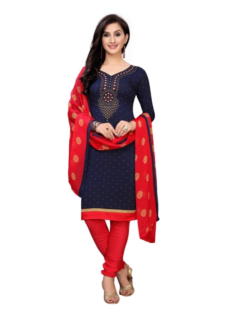 

Iris Red & Navy Blue Printed Unstitched Dress Material