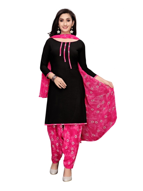 

Iris Black & Pink Printed Unstitched Dress Material