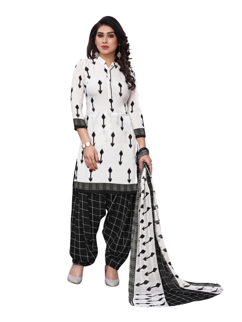 

Iris White & Black Printed Unstitched Dress Material