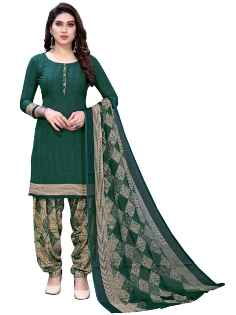 

Iris Green & Beige Printed Unstitched Dress Material