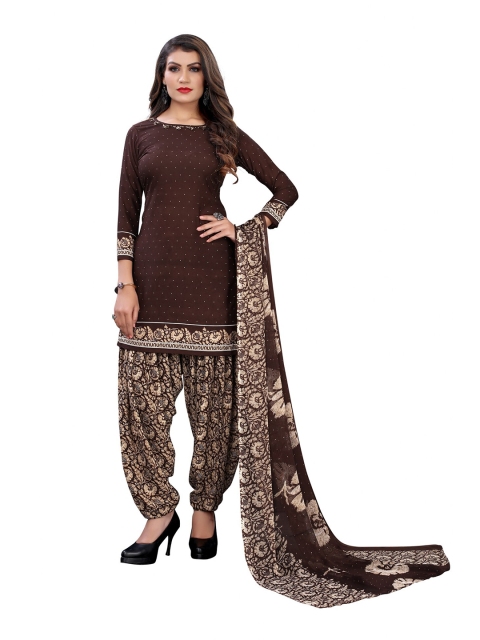 

Iris Brown Printed Unstitched Dress Material