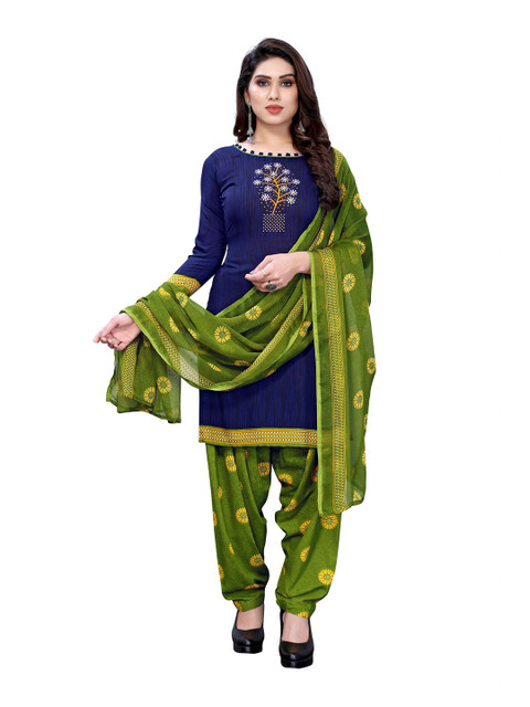 

Iris Blue & Green Printed Unstitched Dress Material