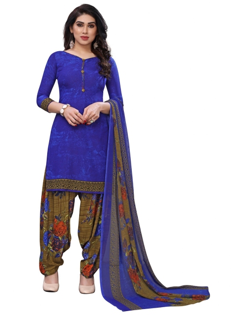 

Iris Blue & Olive Green Printed Unstitched Dress Material