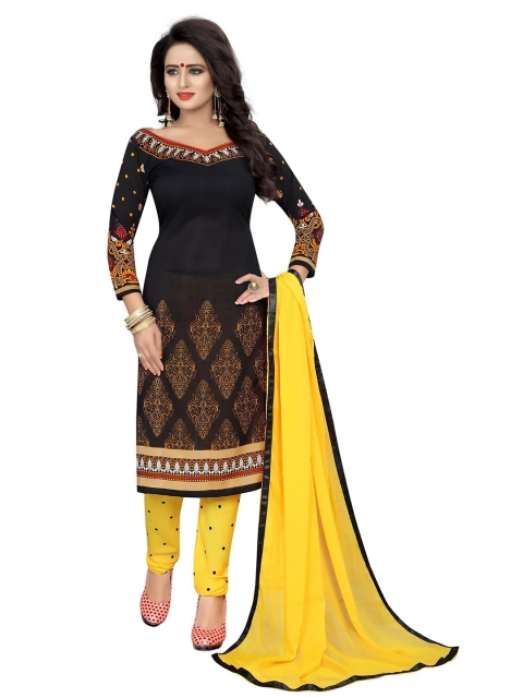 

Iris Yellow & Black Printed Unstitched Dress Material