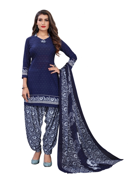 

Iris Navy Blue & White Printed Unstitched Dress Material