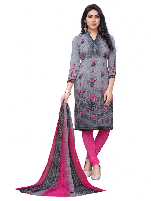 

Iris Pink & Grey Printed Unstitched Dress Material
