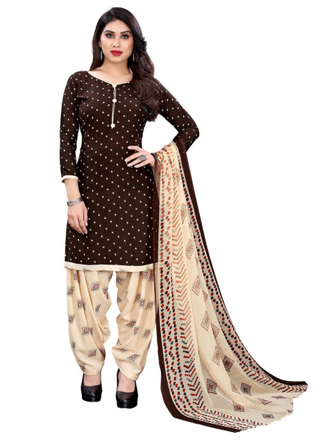 

Iris Brown & Beige Printed Unstitched Dress Material