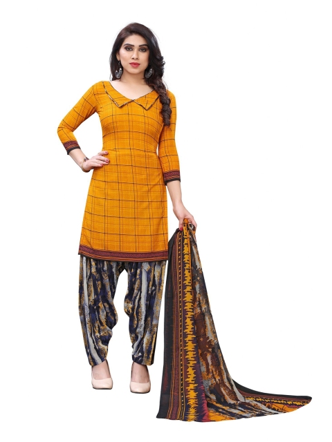 

Iris Yellow & Blue Printed Unstitched Dress Material