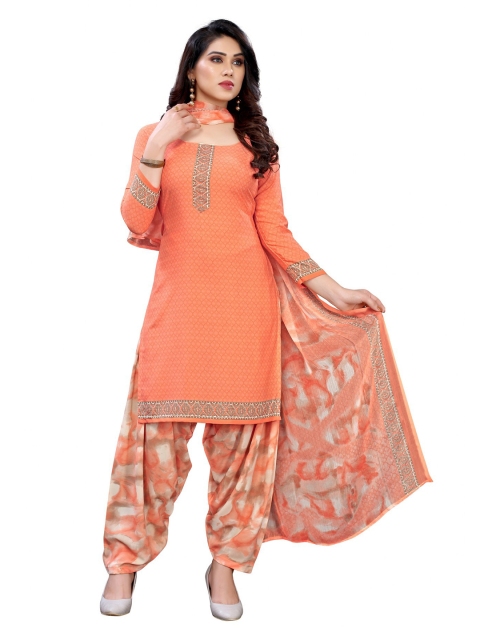 

Iris Orange & Beige Printed Unstitched Dress Material