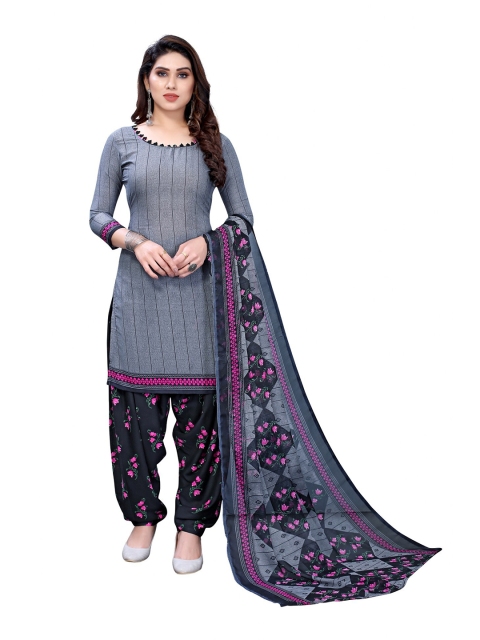 

Iris Blue & Black Printed Unstitched Dress Material