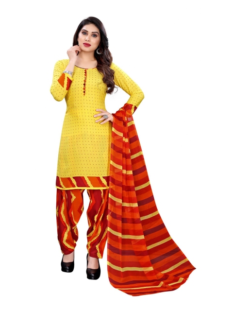 

Iris Yellow & Red Printed Unstitched Dress Material