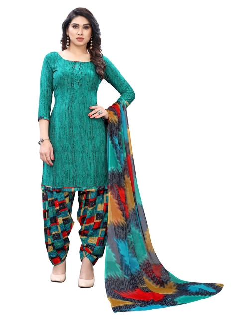 

Iris Green & Red Printed Unstitched Dress Material