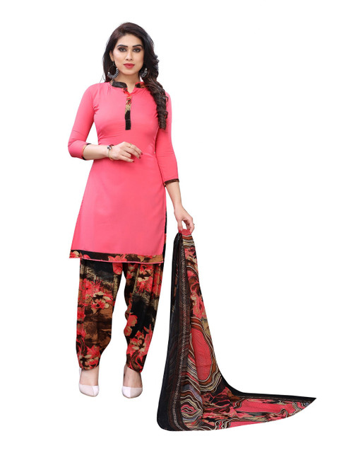 

Iris Pink & Black Printed Unstitched Dress Material