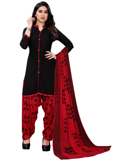 

Iris Red & Black Printed Unstitched Dress Material
