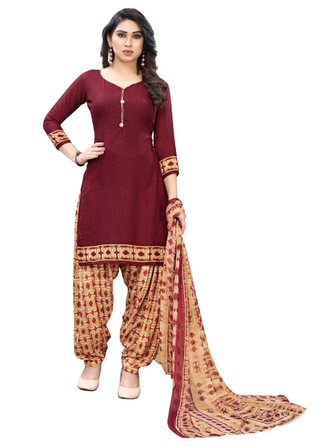

Iris Maroon & Beige Printed Unstitched Dress Material