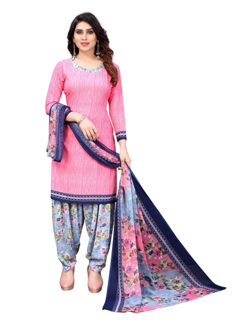 

Iris Pink & Blue Printed Unstitched Dress Material