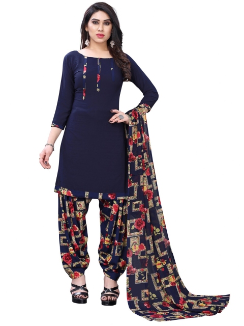 

Iris Navy Blue & Pink Printed Unstitched Dress Material