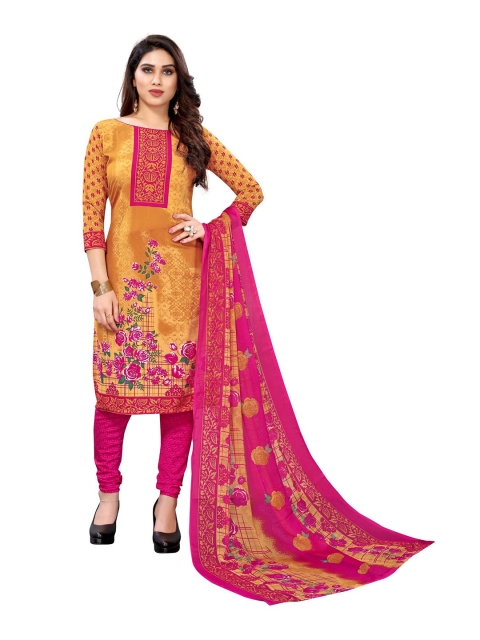 

Iris Yellow & Pink Printed Unstitched Dress Material