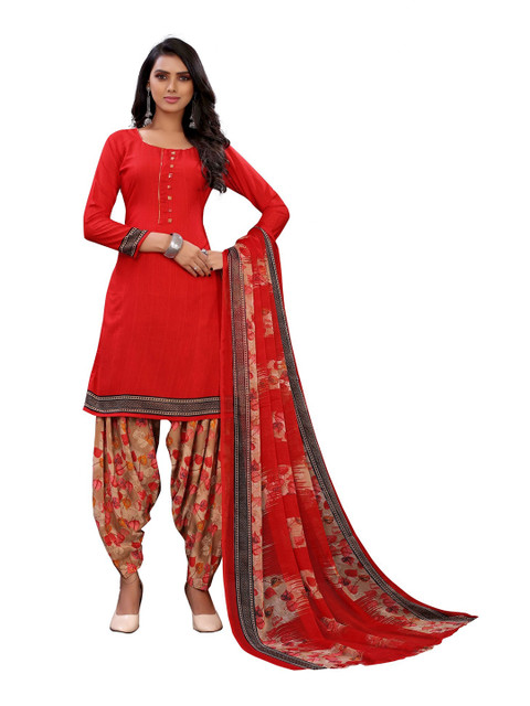 

Iris Red & Beige Printed Unstitched Dress Material