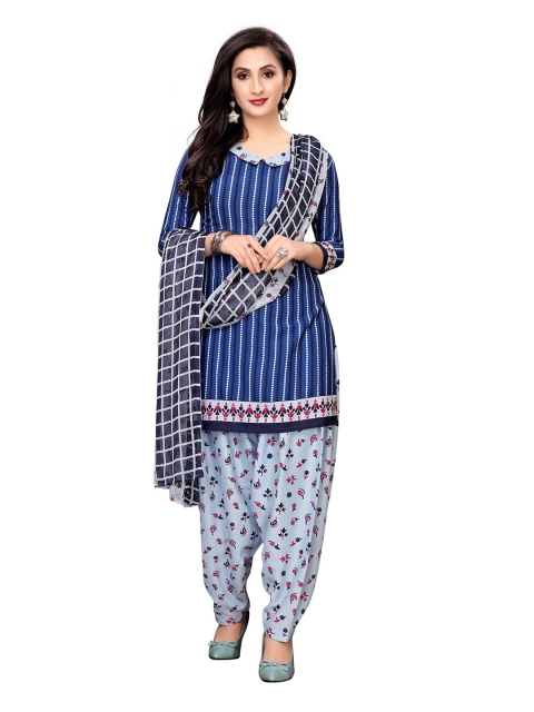

Iris Blue & White Printed Unstitched Dress Material