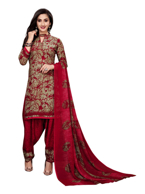 

Iris Red Printed Unstitched Dress Material
