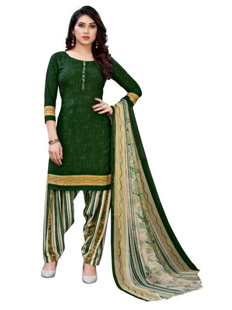

Iris Green & Beige Printed Unstitched Dress Material