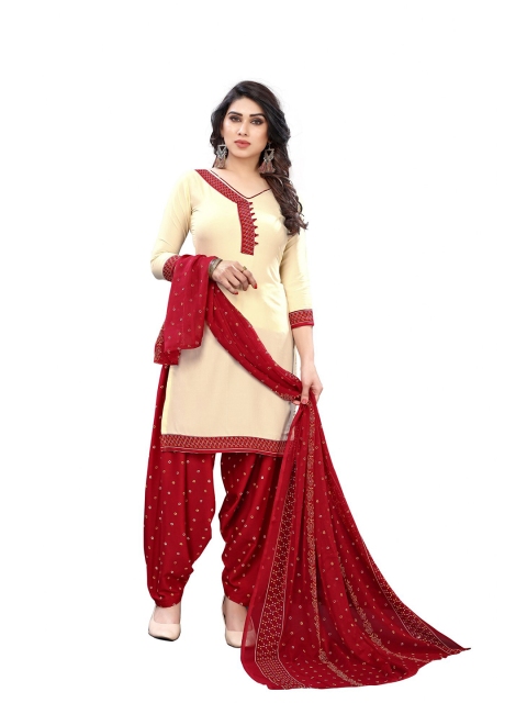 

Iris Beige & Red Printed Unstitched Dress Material