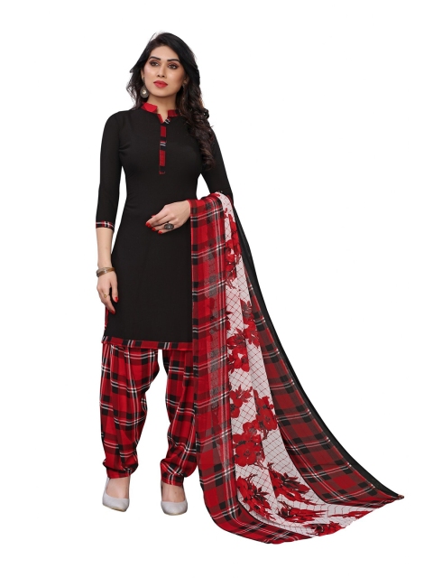 

Iris Red & Black Printed Unstitched Dress Material