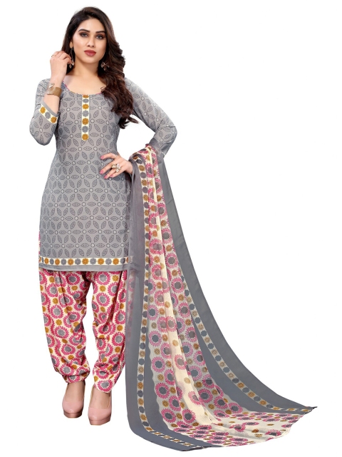 

Iris Grey & Pink Printed Unstitched Dress Material